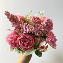 HK 러블리 꽃다발 조화 장식품 핑크