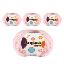 yarna 앙고라 스타일 뜨개실, 2 연핑크, 4개