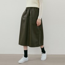 blank03 eco leather banding skirt khaki M