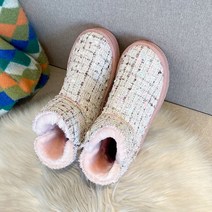 루비코코 여성용 트위드 어그 퍼 발편한 유니크 슬림앵클 깔끔한부츠