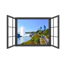 스위트 스페이스 3D입체 풍경 액자형 창문스티커, 19 블랙