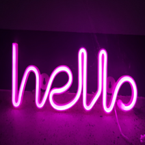 새로그린 HELLO USB 건전지 LED 네온사인, 연체 핑크