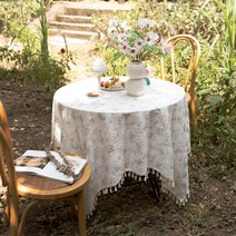 마켓에이 퓨어 플라워자수 식탁보, 혼합색상, 140 x 140 cm