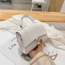 스톤 에나멜 체인 크로스 미니백