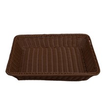 등나무 라탄 디스플레이 직사각 트레이 35 x 25 x 7 cm, 다크브라운, 1개