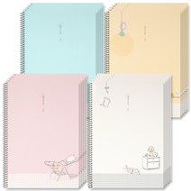 포포팬시 냥이의 하루 그리드 노트 4종 x 5p 세트, 민트, 옐로우, 핑크, 아이보리, 1세트