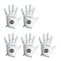 철심 남성용 양피 프리미엄 타공 골프장갑 왼손착용 5p, 화이트