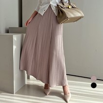 쿨쿠 여성용 밴딩 플리츠 롱 스커트