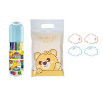 단비나인 어린이집 생일선물 크레팡 3p + 지퍼봉투 3p + 스티커 2종 x 2p 세트, 6색, 1세트