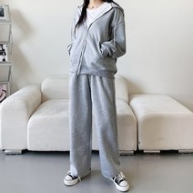 잘빠진 여성용 에리 기모 후드 집업 상하의 세트