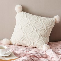 JCP 홈 데코 폼폼 니트 쿠션 커버