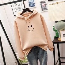 안다로미 여성용 스마일프린팅 후드티