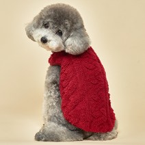 도그아이 강아지 털 꽈배기 티셔츠, 레드