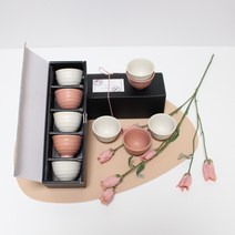 달소금 무광 도자기 러블리 술잔세트, 1세트, 술잔 5p