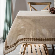 마켓에이 사이드자수 린넨 식탁보, 혼합색상, 90 x 90 cm