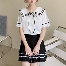 몬드스팟 여성용 세일럭 카라넥 반팔 블라우스 JN227