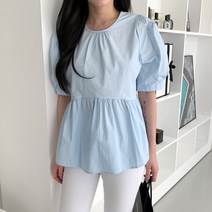 제소크 퍼프 프릴 반팔 블라우스 BL4033K14