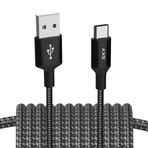 스카이 비트 USB C타입 고속 충전 케이블 1m, 블랙, 1개