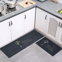 알럽홈 논슬립 홈 키친 풋 러그 2p 세트, TYPE GRAY 나무