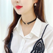 노이드비 여성용 핸드메이드 가죽 고급PU BTS원형 써클링 메탈 초커 목걸이
