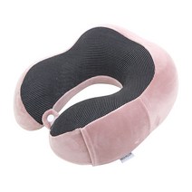 인체공학적 U자형 부드러운 메모리폼 메쉬 목쿠션, 라이트핑크