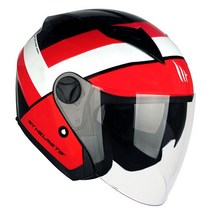 엠티 볼레바드 오토바이 하프페이스 젯트 헬멧, GLOSSY BLACK + RED + WHITE