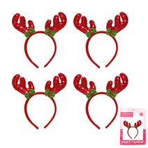 파티쇼 루돌프 머리띠 스팡클, 혼합색상, 4개