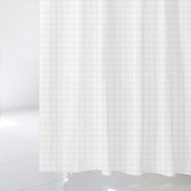 수풀 북유럽 스타일 샤워커튼 SC505 L 1800 x 1880 mm + 스테인리스 고리 12p + 커튼봉 화이트 세트, 1세트