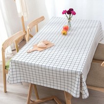 사각 PVC 방수 캠핑 체크 테이블보, 화이트, 6인(140 x 220cm)