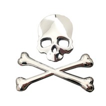 캠핑용품 바이크 액세서리 해골 엠블럼 스티커, 실버, 1개