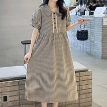 기본 블랙 앤 화이트 체크무늬 임산부 원피스