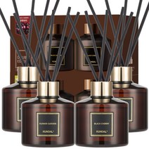 쿤달 퍼퓸 디퓨저 플라워가든 200ml 2개 + 블랙체리 200ml 2개 + 섬유스틱 20개 세트, 플라워가든 ,블랙체리