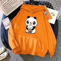버블티 팬더 프린팅 기모 임산부 후드티