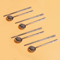 테이블아트 C 클로버 수저 4인 세트, 실버, 숫가락 4p + 젓가락 4p