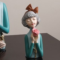 인테리어 소녀 오브제 트레이 조각상, 플라워걸