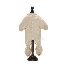 강아지 땡땡이 레인코트 일체형, 카키색