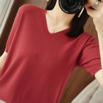 셀레네 여성용 캐주얼 브이넥 반팔 니트