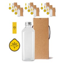 사각 더치 페트 용기 1000 + 알루미늄 캡 + 박스 + LB1 스티커 세트, 10세트