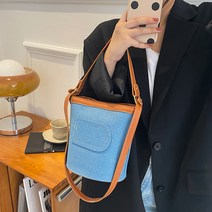 데님 포켓 토트 크로스백