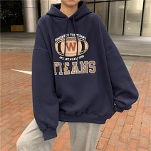따뜻한 감성 브라운 레터링 빅사이즈 임산부 기모 후드 티셔츠