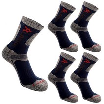 남성용 스탠스 쿠션 장목 등산 양말 5켤레, 네이비