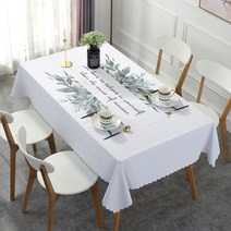 마켓에이 북유럽감성 PVC 가정용 식탁보, 녹색잎, 137 x 180 cm