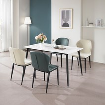 로드퍼니처 윌로우 세라믹 1400 식탁   의자 4p 세트 4인용 방문설치, 식탁(화이트 블랙), 의자(아이보리,그린)