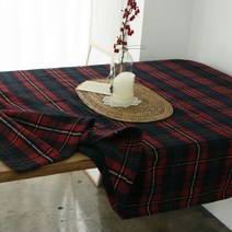 셔닐 도비 체크 테이블보, 레드, 직2인(100 x 130 cm)