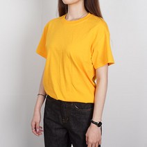 여성용 18수 면 라운드 반팔 티셔츠