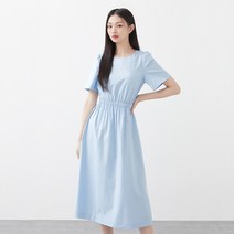 미쏘 라운드 소매볼륨 밴딩 원피스