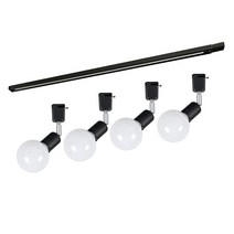 원하 레일 1m + LED 자유봉 4구 볼구 숏타입 전구색 세트, 블랙