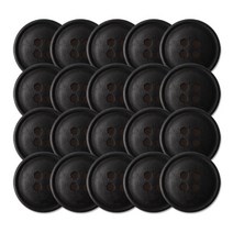 배꼽 자작나무 단추 20mm, 검정, 20개