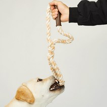 럭키페터 대형견 터그놀이 8자모양 로프 장난감 50cm, 베이지