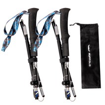 버팔로 퍼스트 폴딩 5단 등산스틱 2p + 스틱케이스, 블루